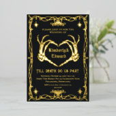 Gothic Skull Hallowedding Retro Wedding Invitation Folie Uitnodiging (Staand Voorkant)