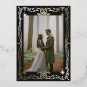 Gothic Skull Hallowedding Retro Wedding Invitation Folie Uitnodiging (Achterkant)