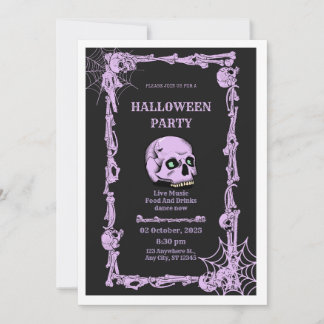 Gothic Skull Halloween Party Invitation 