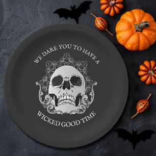 Gothic Skull Halloween Party Papieren Bordje