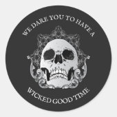 Gothic Skull Halloween Party Ronde Sticker (Voorkant)