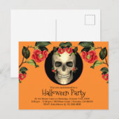 Gothic Skull Halloween Party Uitnodiging Briefkaart (Voorkant / Achterkant)
