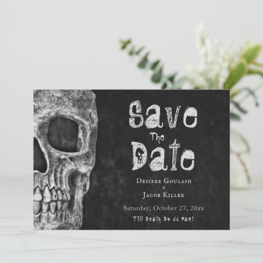 Gothic Skull Halloween Save the Date (Staand voorkant)