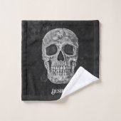 Gothic Skull Head Black en White Custom Bad Handdoek (Wasdoekje)