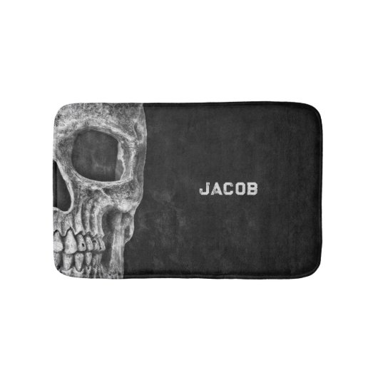 Gothic Skull Head Black en White Custom Badmat (Voorkant)