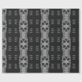 Gothic Skull Head Black en White Pattern Cadeaupapier (Vlak)