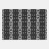 Gothic Skull Head Black en White Pattern Inpakpapier Vel (Voorkant 2)