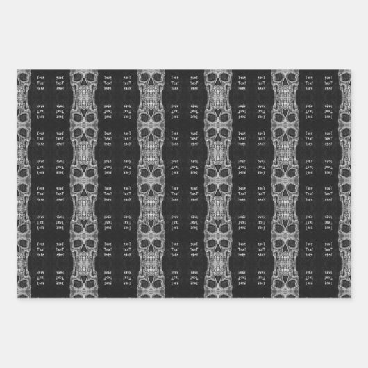 Gothic Skull Head Black en White Pattern Inpakpapier Vel (Voorkant)