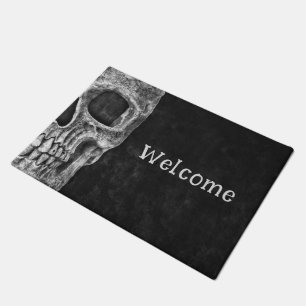 Gothic Skull Head Black en White Welcome Deurmat