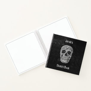 Gothic Skull Head Black White Art Sketting Book Notitieboek