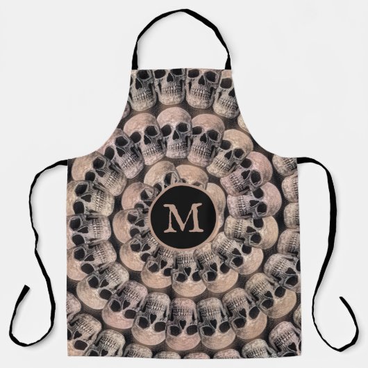 Gothic Skull Head Monogram  Sepia Abstract Schort (Voorkant)