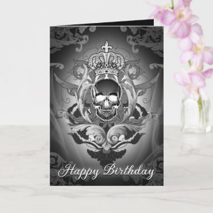 Gothic Skull King: Donkere Baroque Regal Birthday Kaart