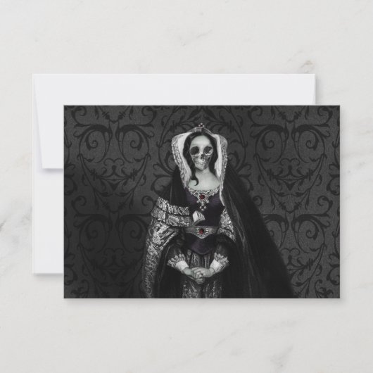 Gothic Skull Lady RSVP Kaartje (Voorkant)