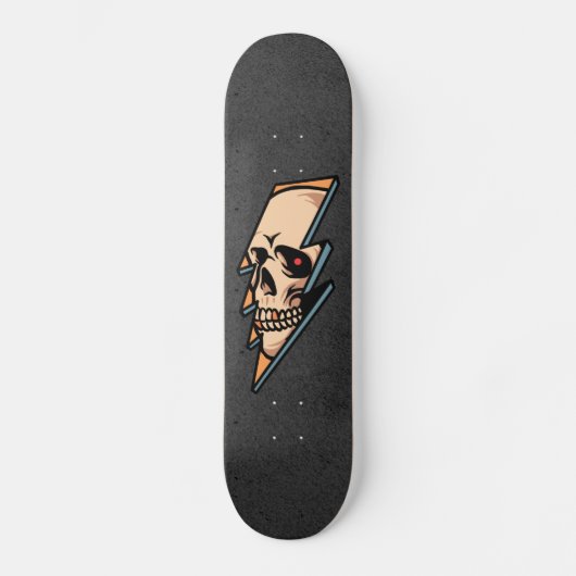 Gothic Skull Lightning Skeleton Head Trendy Cool Skateboard (Voorkant)