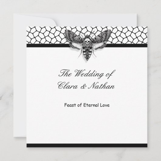 Gothic Skull Moth Wedding Menu - Feest van de Eeuw Kaart (Voorkant)