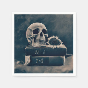 Gothic Skull  Old Books Cyanotype Macabre Servet
