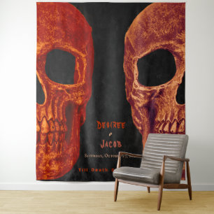 Gothic Skull Oranje Black Halloween Backdrop Wandkleed
