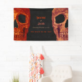 Gothic Skull Oranje Black Halloween Spandoek (Insitu)