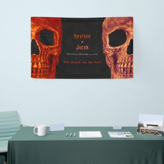 Gothic Skull Oranje Black Halloween Spandoek (Beurs)