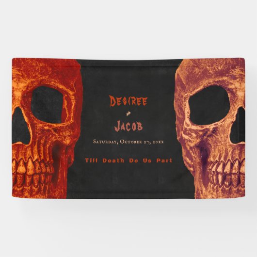 Gothic Skull Oranje Black Halloween Spandoek (Horizontaal)