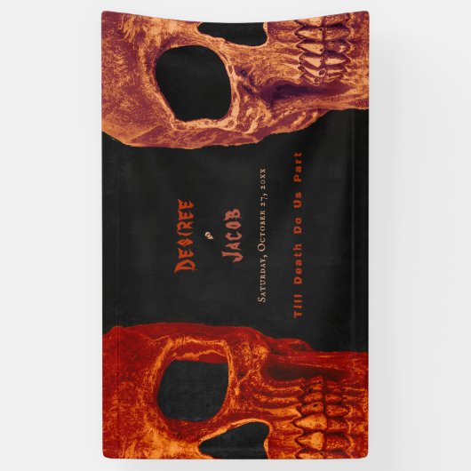 Gothic Skull Oranje Black Halloween Spandoek (Verticaal)