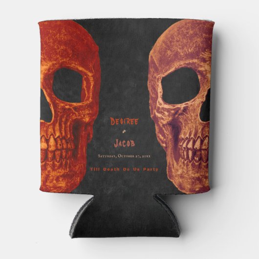 Gothic Skull Oranje Black Halloween Wedding Blikjeskoeler (Voorkant)