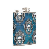 Gothic Skull Pattern op Royal Blue Heupfles (Rechts)