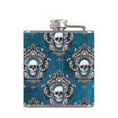 Gothic Skull Pattern op Royal Blue Heupfles (Achterkant)