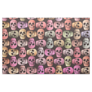 Gothic Skull Pop Art roze Green Pattern Design Stof