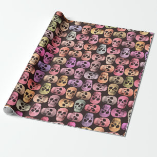 Gothic Skull Pop Art roze groen kleurig design Cadeaupapier