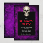 Gothic Skull Purple Grunge Halloween Party Kaart (Voorkant / Achterkant)