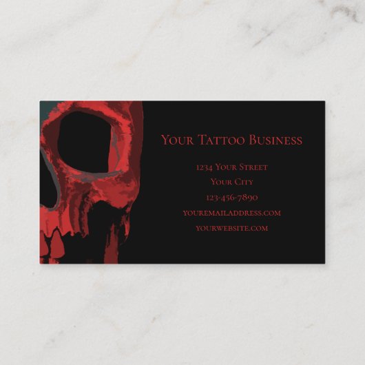 Gothic Skull Red Green Macabre Visitekaartje (Achterkant)