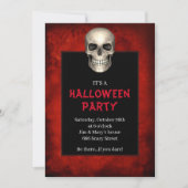 Gothic Skull Red Grunge Halloween Party Kaart (Voorkant)