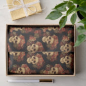 Gothic Skull Red Rose Black Halloween Patroon Tissuepapier (Geschenk)