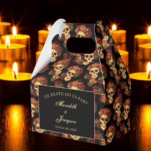 Gothic Skull Red Rose Black Halloween Wedding Bedankdoosjes