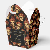 Gothic Skull Red Rose Custom Zwart Bruiloft Fortui Bedankdoosjes (Geopend)