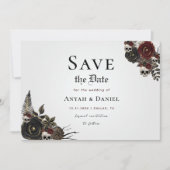 Gothic Skull Red Rose Save the Date Wedding Kaart (Voorkant)