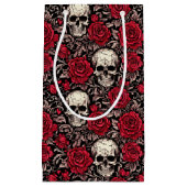 Gothic Skull & Red Roses Toile Pattern Klein Cadeauzakje (Voorkant)