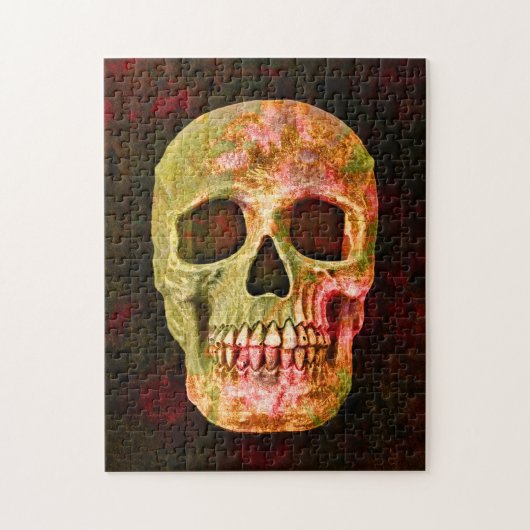 Gothic Skull  Retro Red Green Scary Legpuzzel (Verticaal)