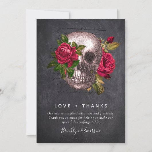 Gothic Skull Roos Foto | Weddenschap Hartelijk dan Bedankkaart (Voorkant)