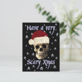 Gothic Skull Scary Christmas Quirky Xmas Hat Funny Briefkaart (Staand voorkant)
