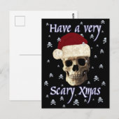 Gothic Skull Scary Christmas Quirky Xmas Hat Funny Briefkaart (Voorkant / Achterkant)