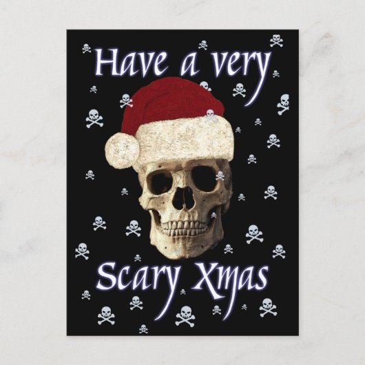 Gothic Skull Scary Christmas Quirky Xmas Hat Funny Briefkaart (Voorkant)