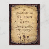 Gothic Skull Skeletons Bats Halloween Party Uitnod Briefkaart (Voorkant)