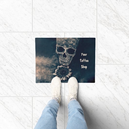 Gothic Skull Sunflower  Antiek Deurmat (Binnen)