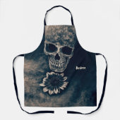 Gothic Skull Sunflower  Antiek Schort (Voorkant)