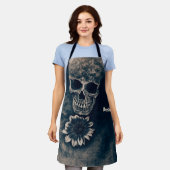Gothic Skull Sunflower  Antiek Schort (Gedragen)