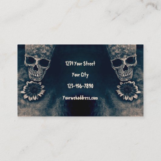Gothic Skull Sunflower Antiek stijl Visitekaartje (Achterkant)