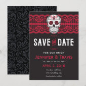 Gothic Skull Swirl & Lace Wedding Save the dates Date (Voorkant / Achterkant)