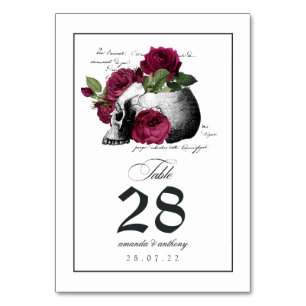 Gothic Skull Table Number Kaart